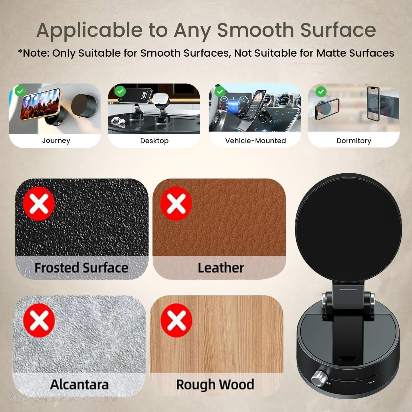 MagGrip - Vacuum Suction Magnetic Phone Holder (Sakura Pink)